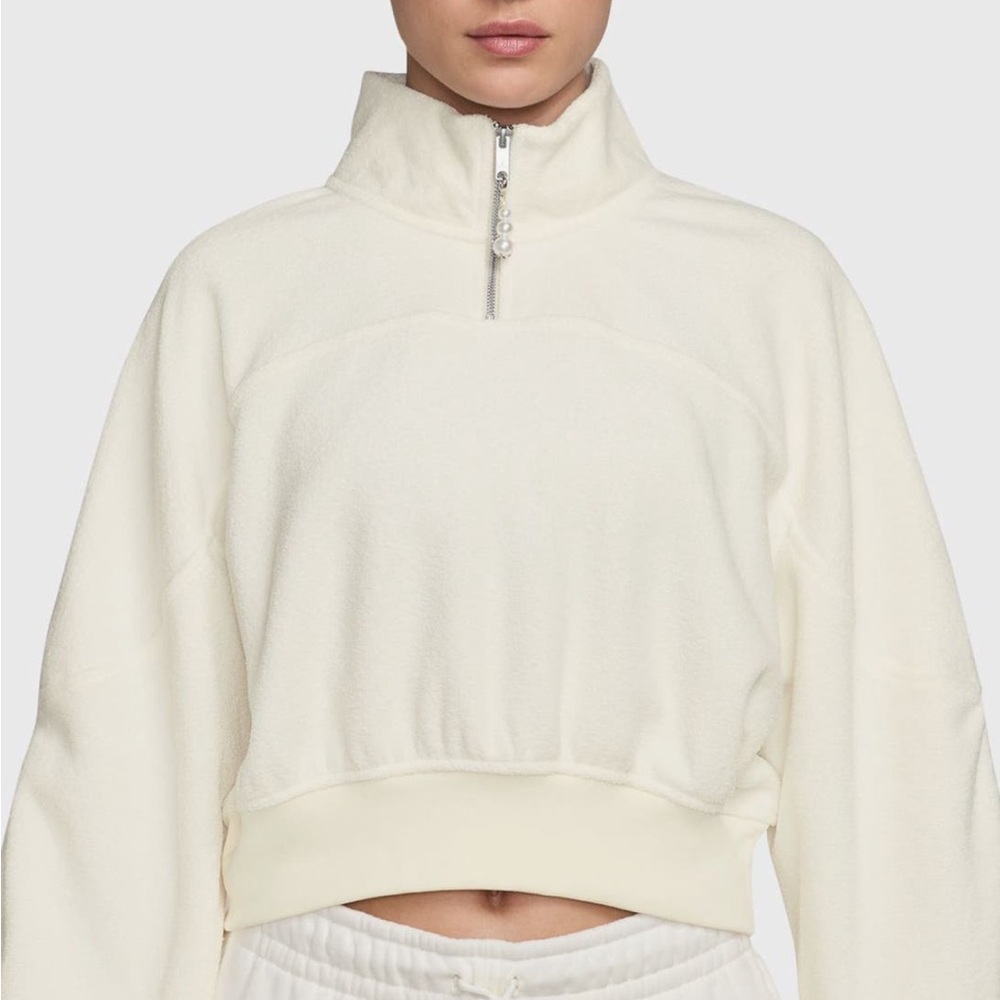 Jordan flight fleece crop white  Quarter-Zip Sweatshirt